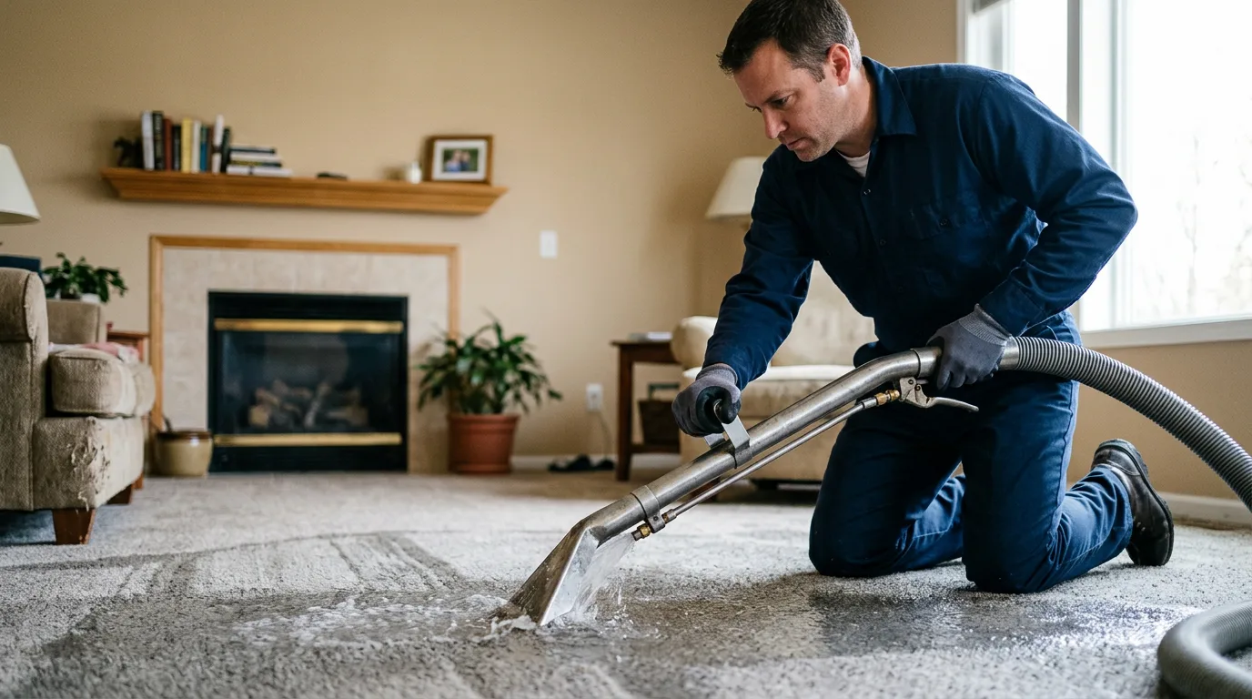 Water damage restoration technician working near East Haven, CT